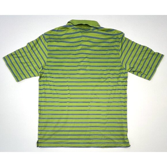 Master's AMEN CORNER Mens MEDIUM Green/Blue Stripe S/S Golf POLO Hong Kong EUC - Picture 3 of 9